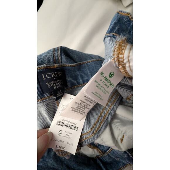NWT J.CREW Essential‎ Straight Button Fly High Waist Raw Hems Jeans Size 32 - Picture 8 of 9